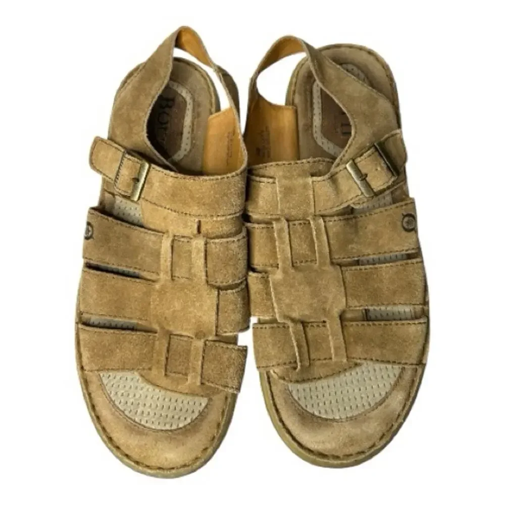 Born Men’s Dilon Joshua tan suede fisherman sandals. Size 14